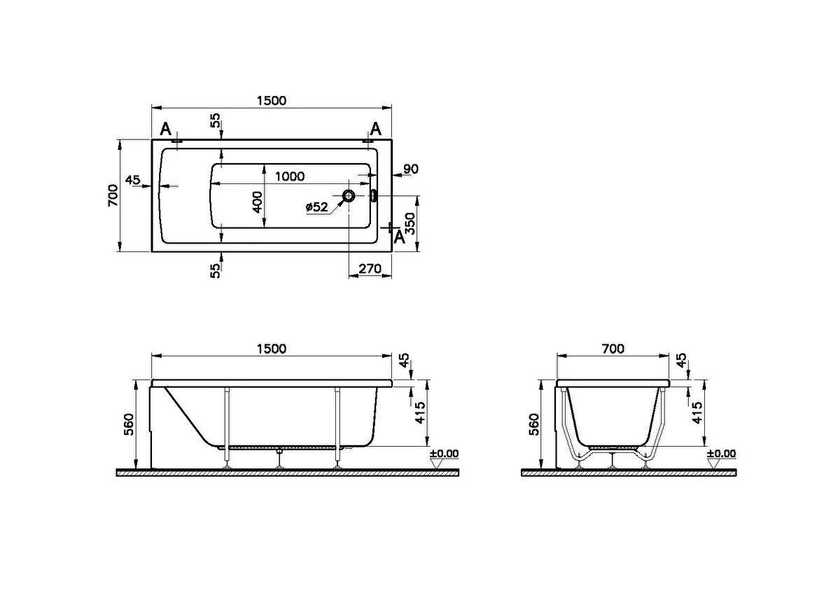 150x070cm, aqua sofft, easy - crom cu grip | 52510013000 [2]
