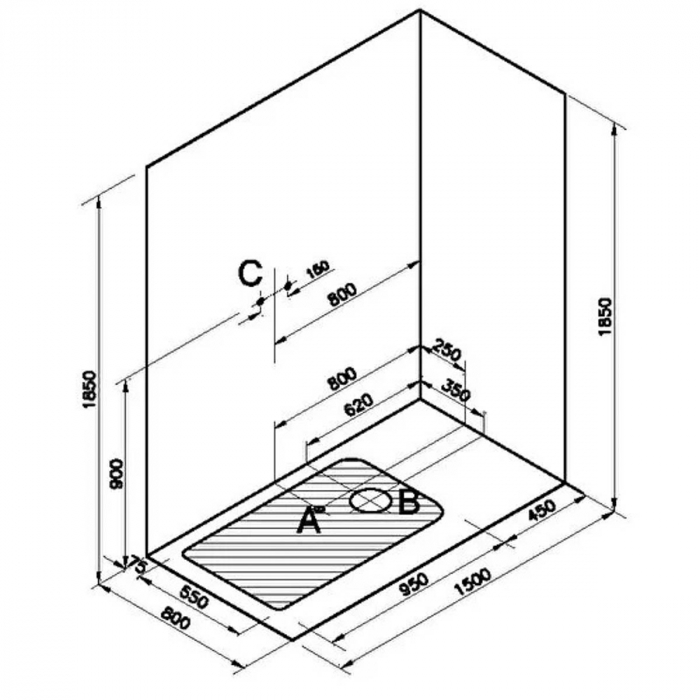 150x080cm, dreapta u wall | 65051001000 [2]