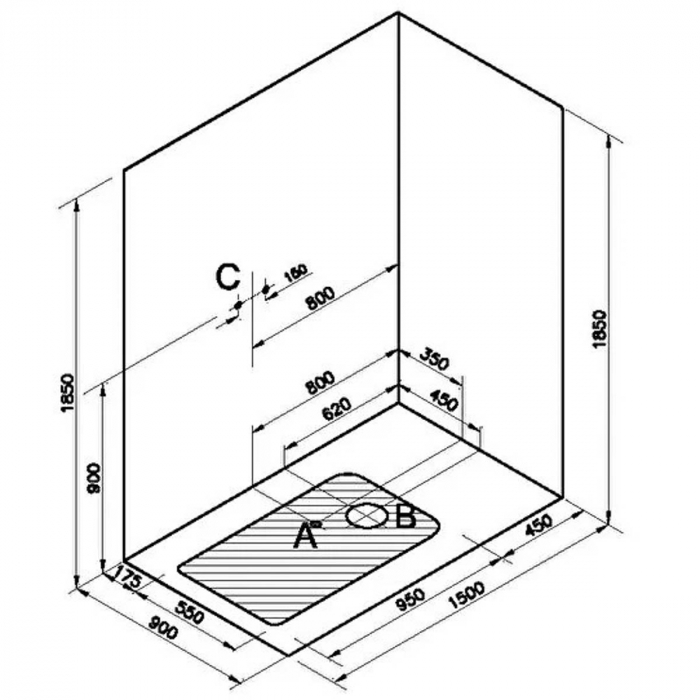 150x090cm, stanga, u wall | 65061004000 [2]