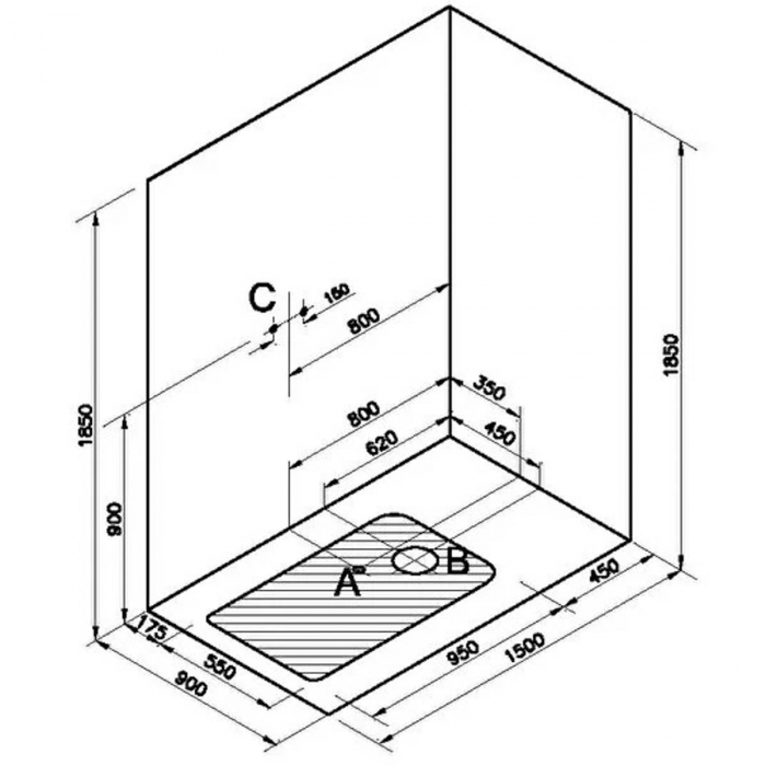 150x090cm, dreapta, u wall, leg | 65061101000 [2]