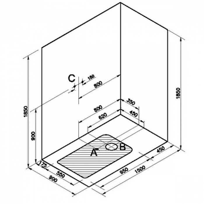 150x090, dreapta u wall, drawer | 65061021000 [2]