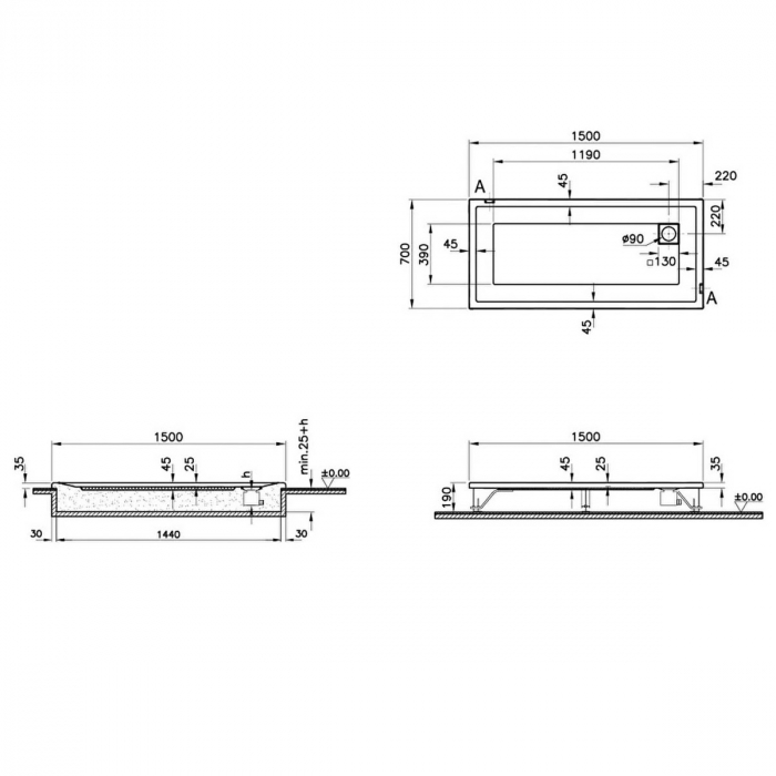 150x70cm, rectangulara flat | 55010001000 [2]