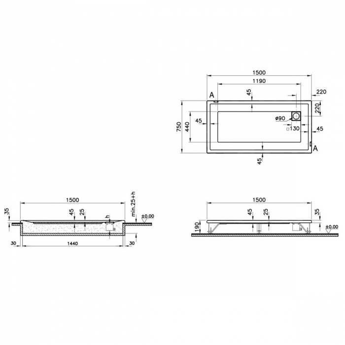 150x75cm, rectangulara flat | 57170001000 [2]