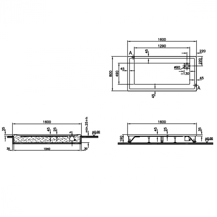 160x80cm, rectangulara flat | 56800001000 [2]