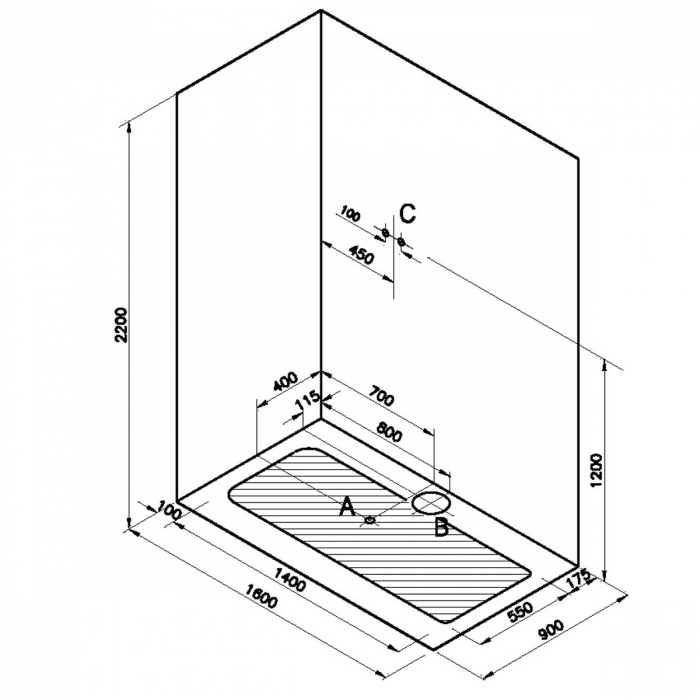 160x90cm, flat, wall, negru profile | 56910023000 [2]