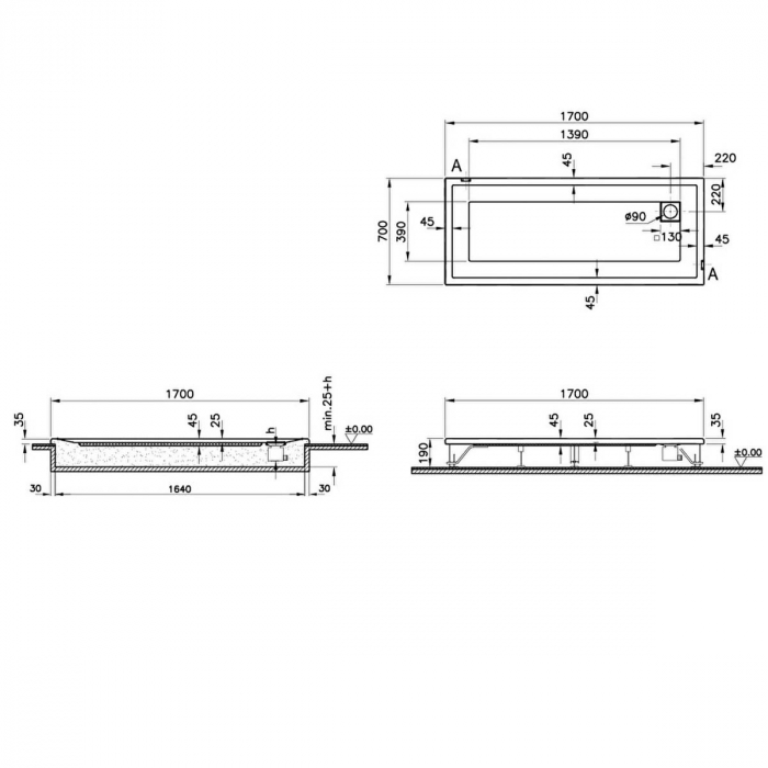 170x70cm, rectangulara flat | 55030001000 [2]