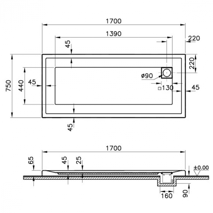 170x75cm, rectangulara mf | 58380001000 [2]