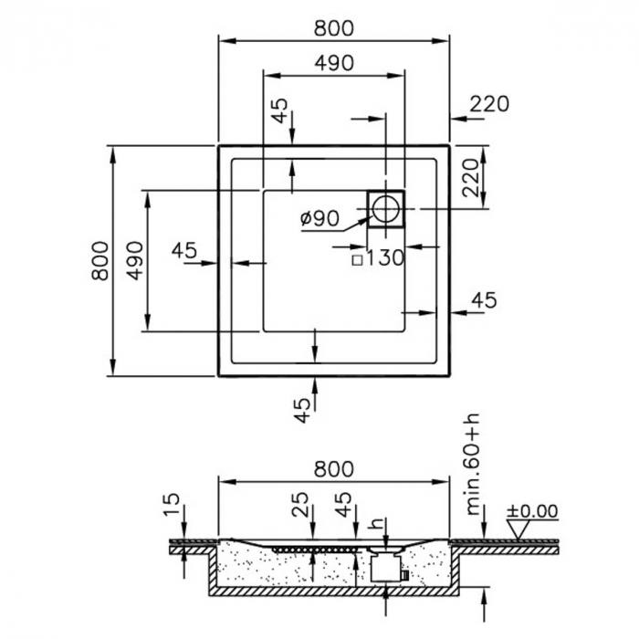 80x80cm, patrat, zero surface | 60380001000 [2]