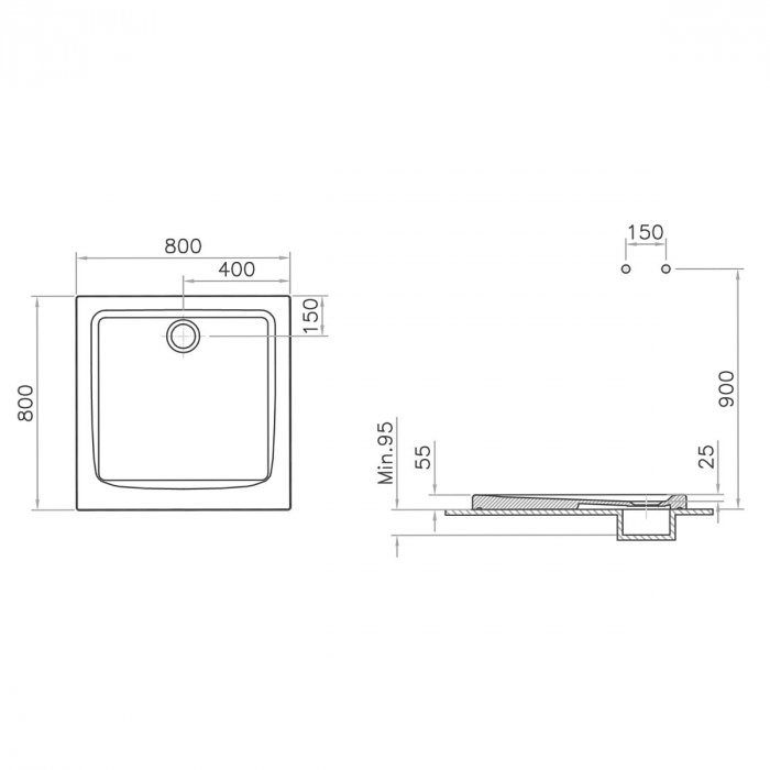 Cadita de dus 80x80x5.5cm | 5805L003-0578 [2]