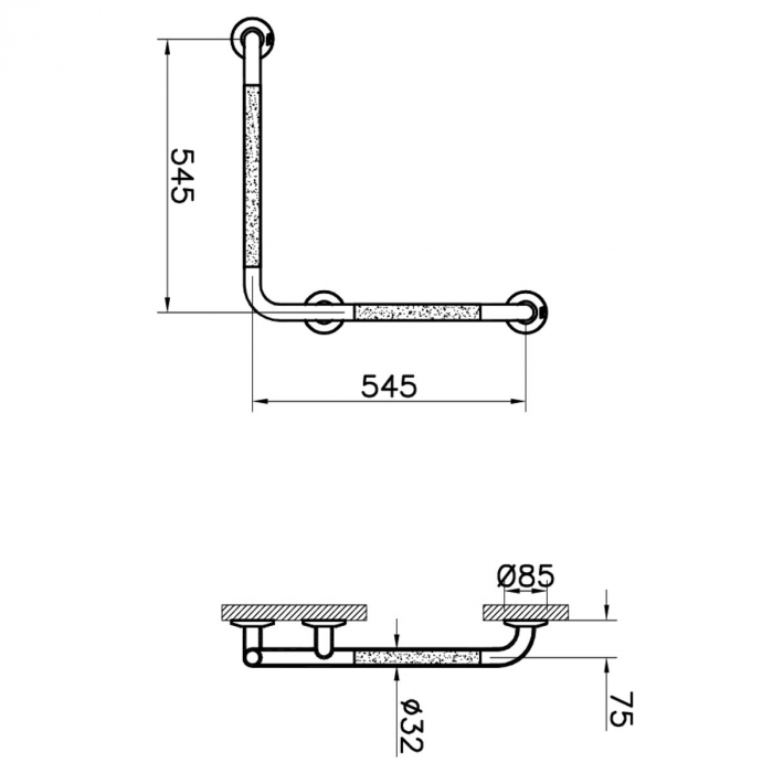 Bara sustinere / de sprijin 90 grade antialunecare inox cu aspect cromata persoane cu nevoi speciale / handicap | A44467 [2]