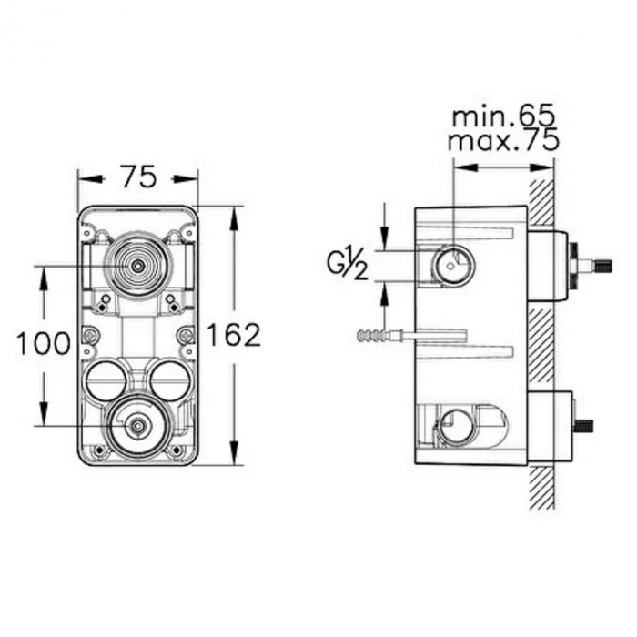 Baterie incastrata cada / dus, 2 - way deviator partea ingropata | A47114 [2]