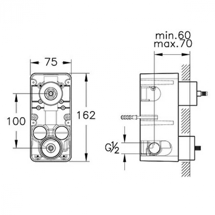 Baterie incastrata dus, 1 - way deviator partea ingropata | A47116 [2]