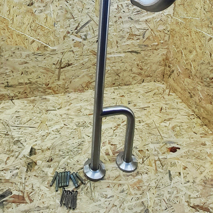 Bara de sprijin fixa cu picior de sustinere 90 cm din inox cu finisaj cromat pentru persoane cu dizabilitati | A44469 [5]