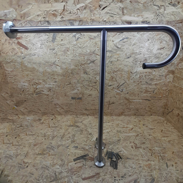 Bara de sprijin fixa cu picior de sustinere 90 cm din inox cu finisaj cromat pentru persoane cu dizabilitati | A44469 [6]