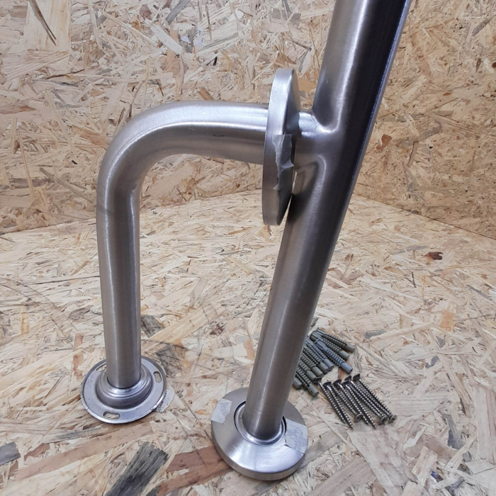 Bara de sprijin fixa cu picior de sustinere 90 cm din inox cu finisaj cromat pentru persoane cu dizabilitati | A44469 [3]