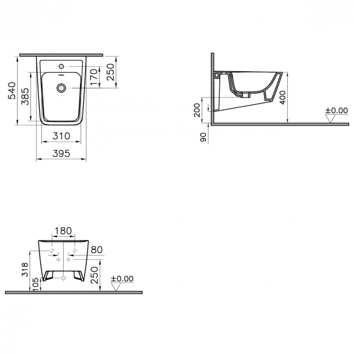 Bideu suspendat 54cm, alb | 7246B403-0288 [2]