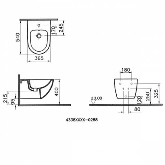 Bideu suspendat 54cm, negru | 4338B070-1046 [2]