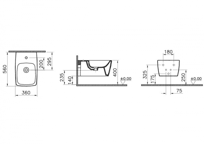 Bideu suspendat, 56cm, alb mat | 5675B001-1046 [2]