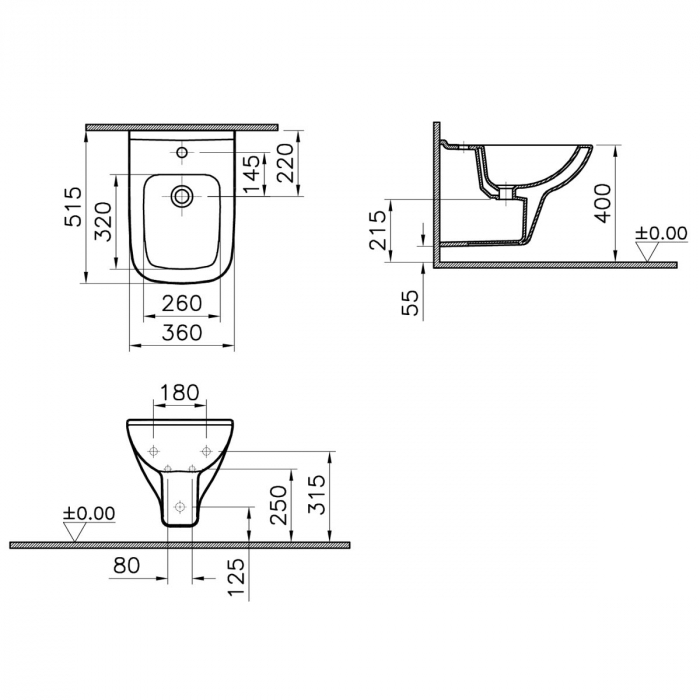 Bideu suspendat cu orificii laterale | 5508L003-1047 [2]