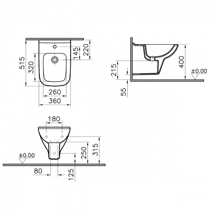 Bideu suspendat fara orificii laterale | 5508L003-1046 [2]