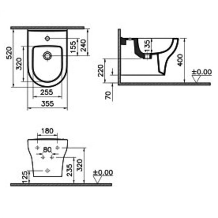 Bideu suspendat, fara orificii laterale   7788L003-0288