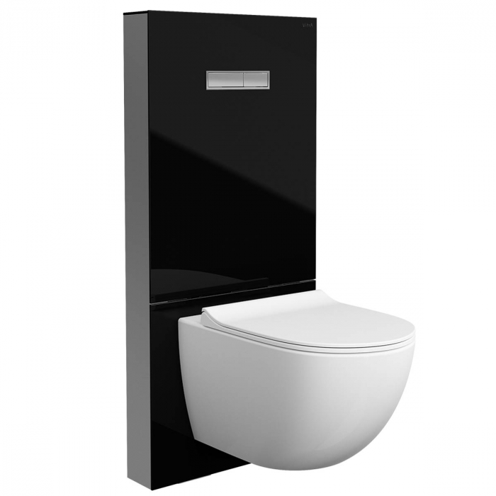 Cadru WC cu rezervor apa, sticla neagra, pentru vas WC suspendat, 3 6   770-5761-01