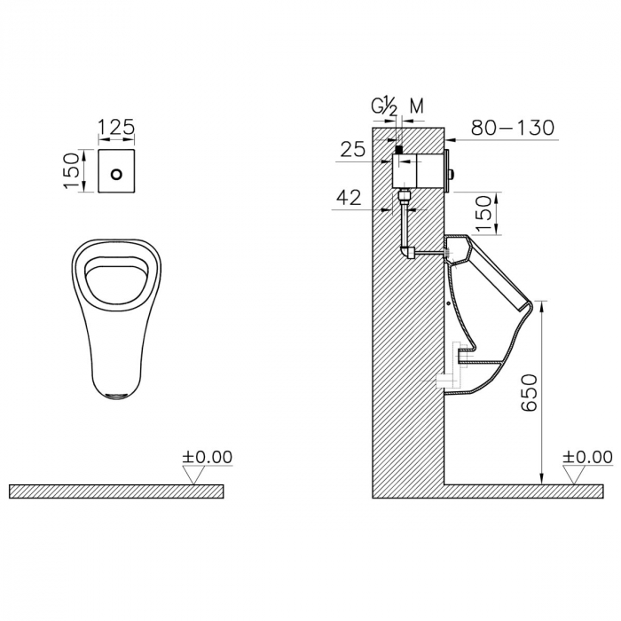 Buton actionare ingropata pisoar | 310-2601 [2]