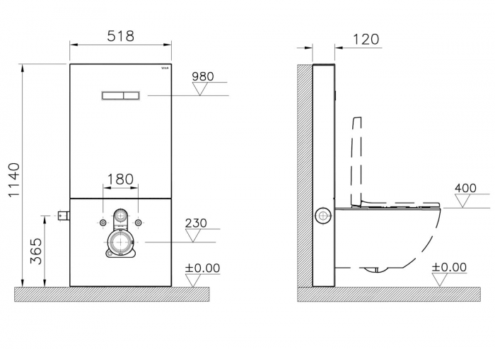 Cadru WC cu rezervor din sticla alb 3/6 cu robinet de inchidere pentru montaj WC suspendat | 770-5770-01 [2]