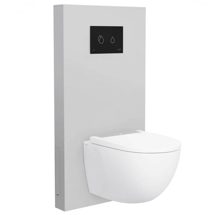 Cadru WC cu rezervor din sticla gros cu robinet de inchidere pentru WC pe pardoseala 773-5760-01