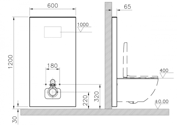 Cadru WC cu rezervor din sticla gros cu robinet de inchidere pentru WC suspendat | 773-5061-01 [2]