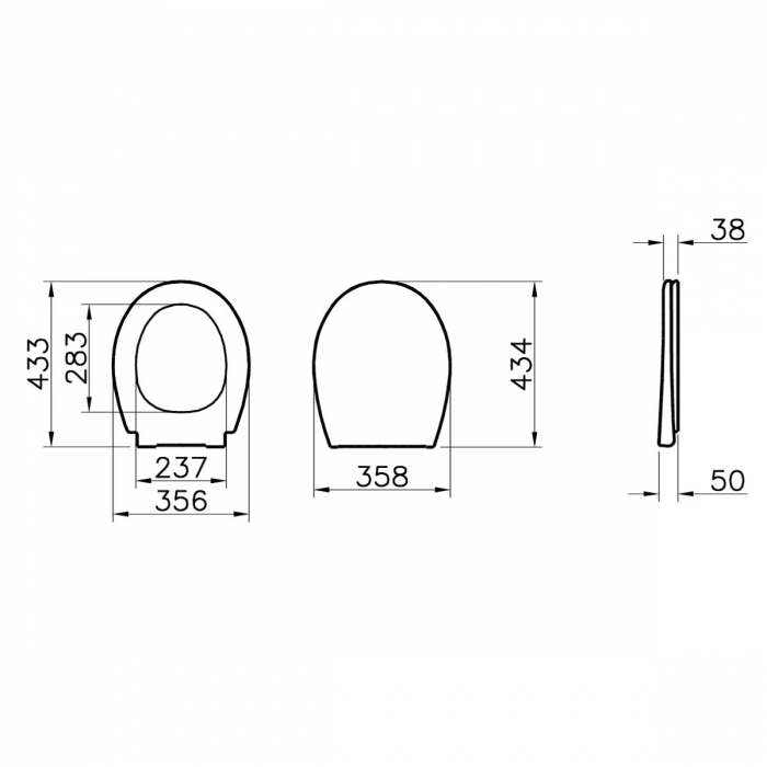 Capac WC universal, nuvoplast, model 1 forma ovala, inchidere lenta soft close, balamale detasabile din plastic, fixare de jos, functie de eliberare rapida | 109-003-909 [2]