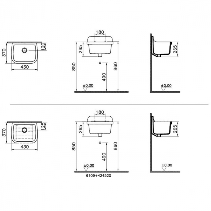 Chiuveta spalator bucatarie industriala din ceramica 45cm Heavy duty | 6109B003-0012 [2]
