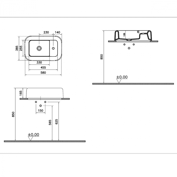 Lavoar / chiuveta baie Majordom, cu orificiu pentru baterie, fara orificiul preaplin 60cm | 7315B403-0041 [2]
