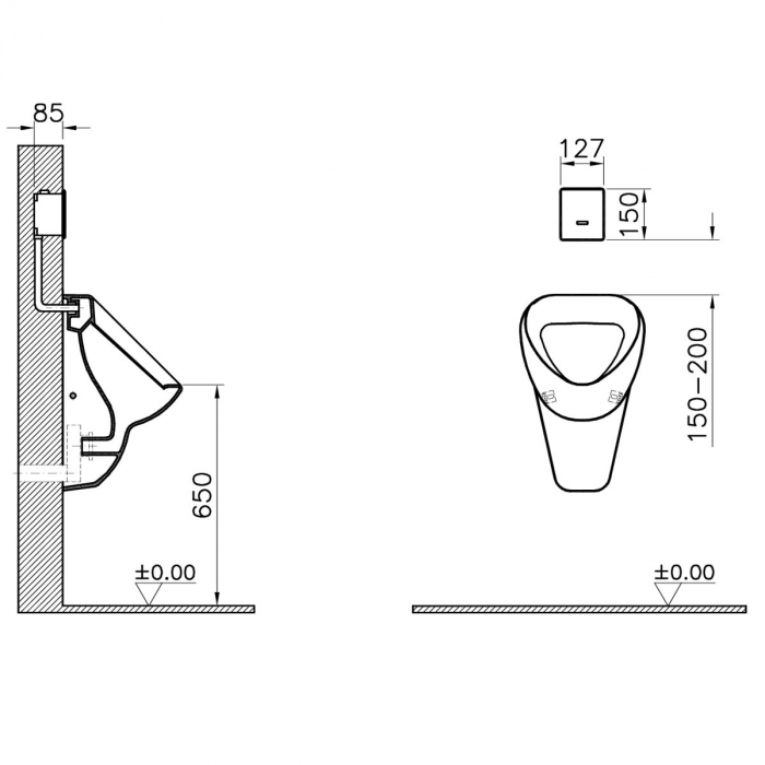 Clapeta electronica ascunsa actionare rezervor mat crom cu baterii 2/4 | 310-2921 [2]