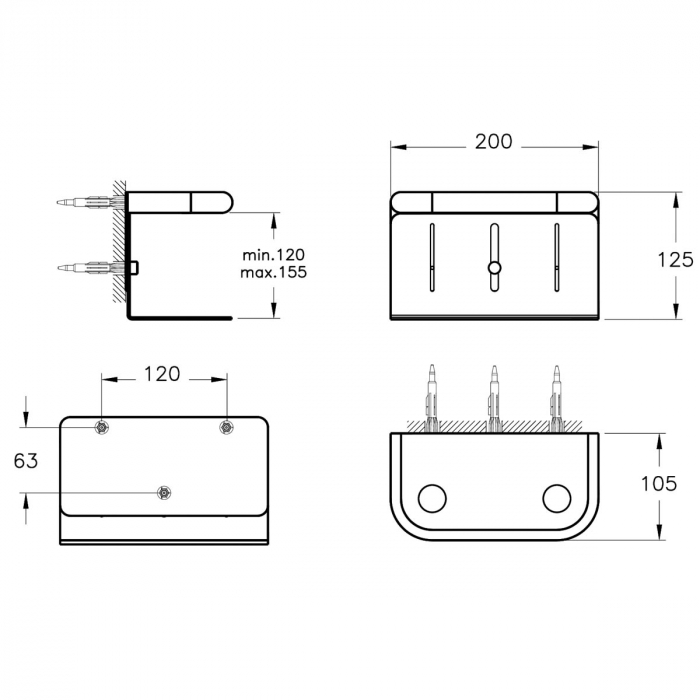 Suport dublu pentru dispenser / dozator sapun lichid, pentru 2 recipiente, chrom | A44567 [2]