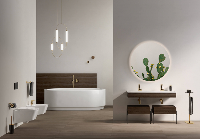 Lavoar / chiuveta baie dubla tip vanity 130cm, cu 2 orificii pentru baterie, cu 2 orificii preaplin, alb | 7244B403-0001 [3]