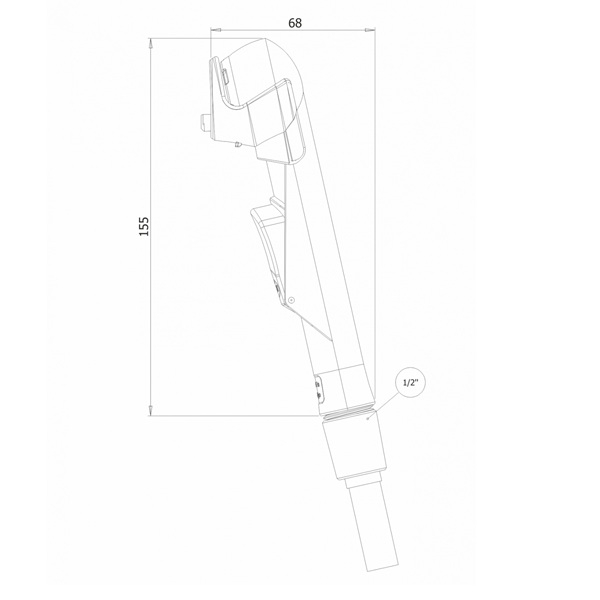 Dus igienic de mana cromat, cu furtun din otel inoxidabil 120cm, cap rotativ, buton actionare in partea interioara | 4029-PLS [2]