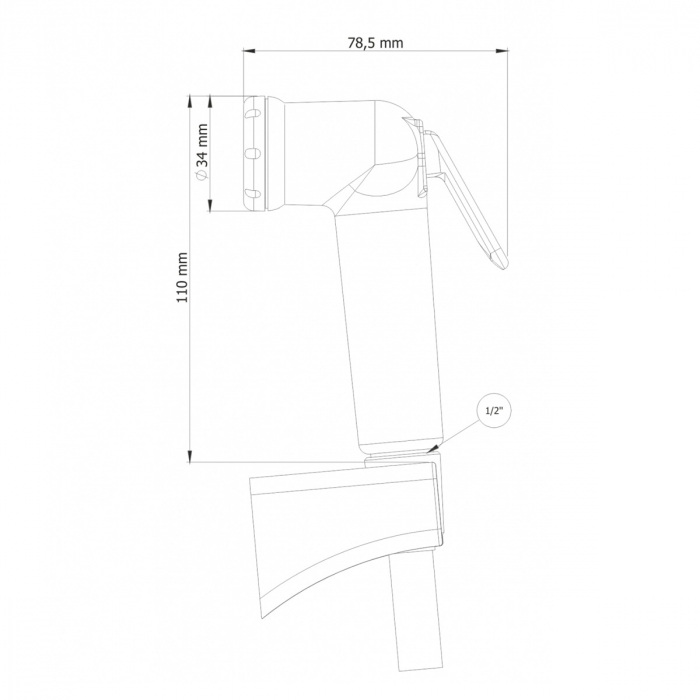 Dus igienic de mana cromat, cu furtun din otel inoxidabil 120cm, cap rotativ, buton actionare pe partea inferioara | 3029 [2]