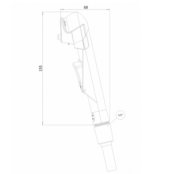 Dus igienic de mana cromat, cu furtun gri plastic 120cm, buton actionare in partea interioara | 4033-PLS [2]