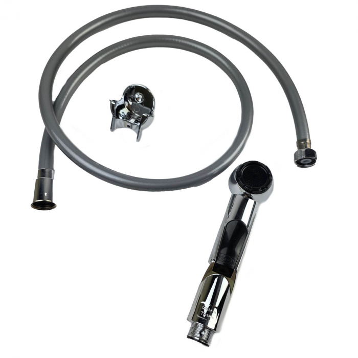 Dus igienic de mana cromat, cu furtun gri plastic 120cm, cu cap rotativ, buton actionare in partea interioara | 4032-PLS [5]