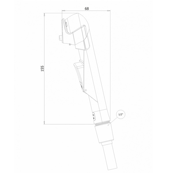 Dus igienic de mana cromat, cu furtun gri plastic 120cm, cu cap rotativ, buton actionare in partea interioara | 4032-PLS [2]