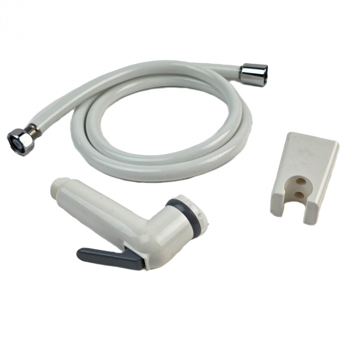 Dus igienic de mana, cu furtun alb plastic 120cm, buton actionare pe partea inferioara | 3028 [5]