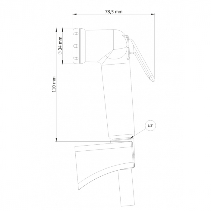 Dus igienic de mana, cu furtun alb plastic 120cm, buton actionare pe partea inferioara | 3028 [2]