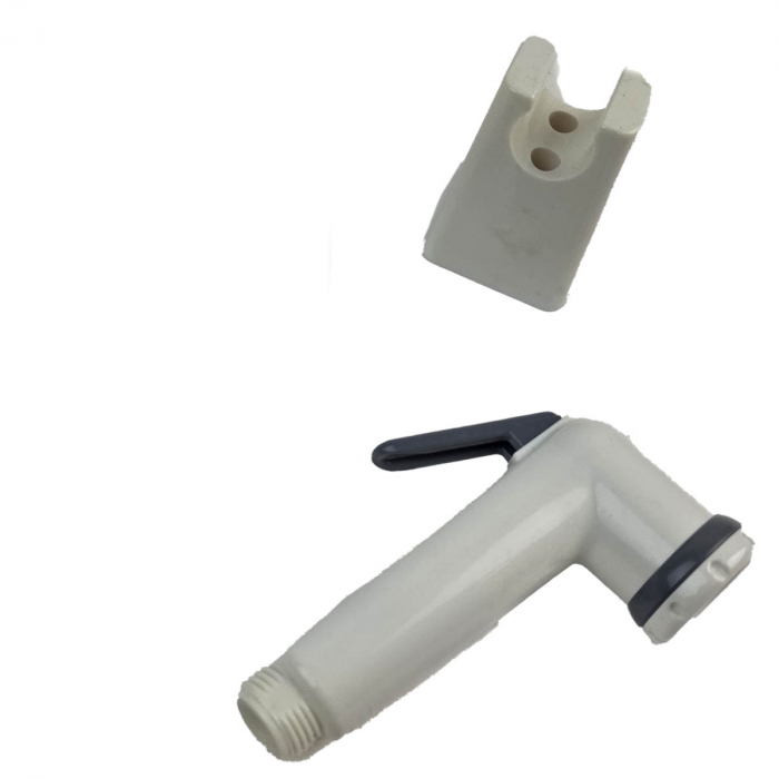 Dus igienic de mana, cu furtun alb plastic 120cm, buton actionare pe partea inferioara | 3028 [7]