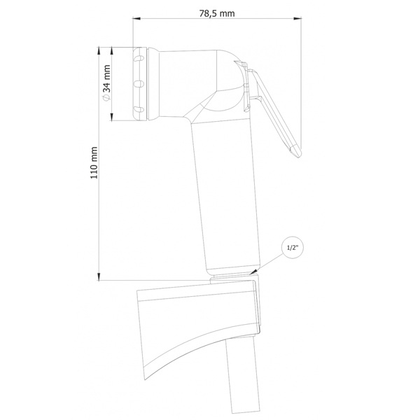 Dus igienic de mana, cu furtun alb plastic 120cm, cu cap rotativ, buton actionare pe partea inferioara | 3031 [2]