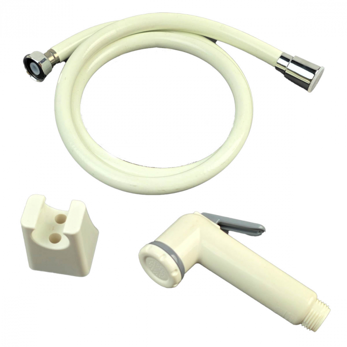 Dus igienic de mana, cu furtun alb plastic 120cm, cu cap rotativ, buton actionare pe partea inferioara | 3031 [4]