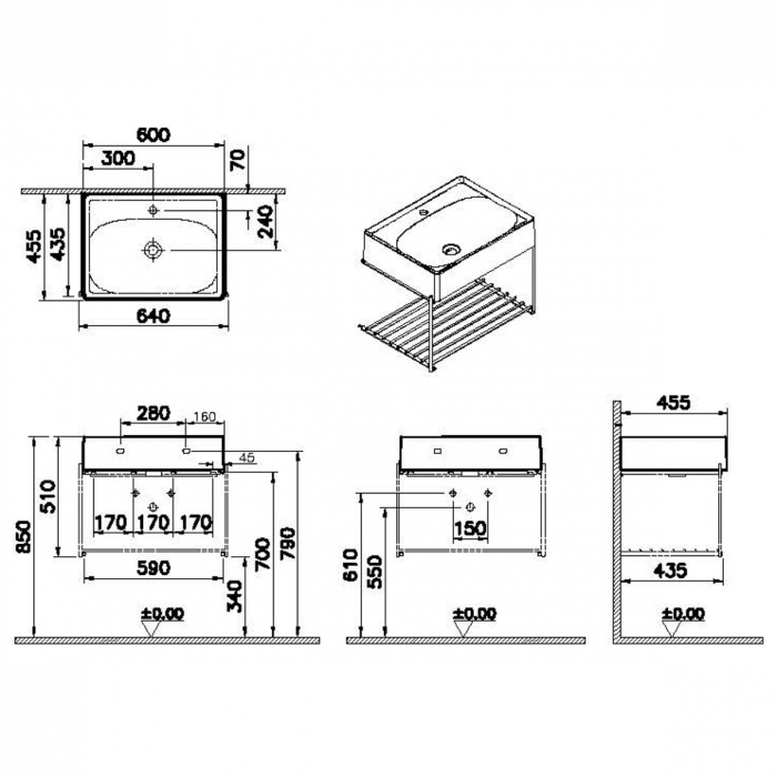 Equal Unitate de baza lavoar baie 60cm cu polita | 64082 [2]
