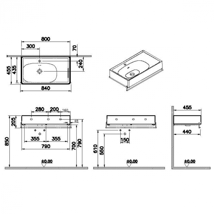 Equal Unitate de baza lavoar baie 80cm cu suport pentru prosop baie | 64083 [2]