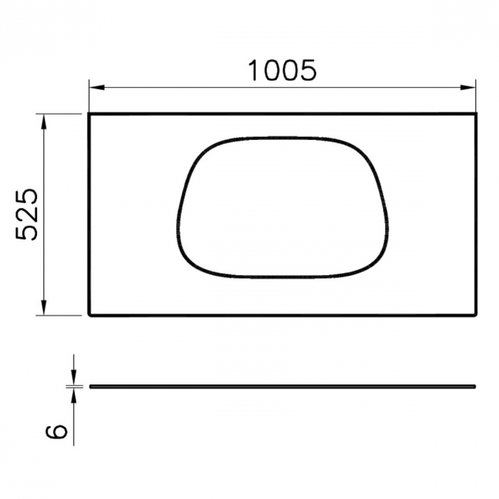 Frame glass counter, fara orificiu robinet 100cm, negru | 61641 [2]