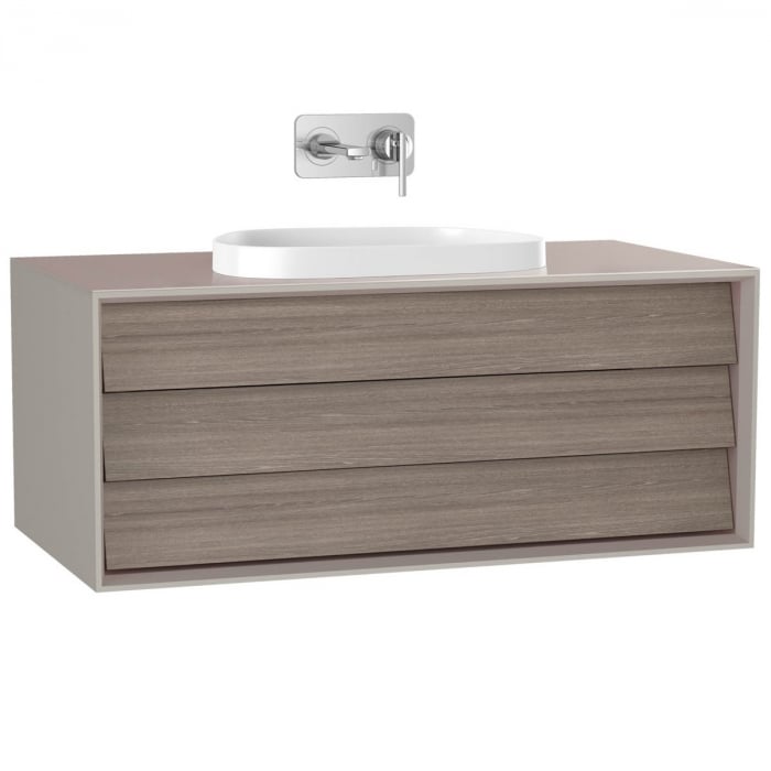 Frame Unitate de baza lavoar baie 100cm, cu 1 drawer, cu pe blat tv - shape lavoar   chiuveta baie fara orificiu robinet, taupe mat   61459